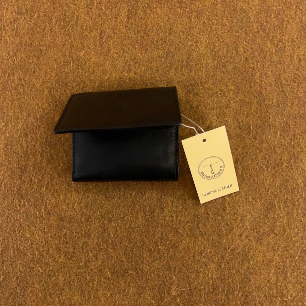 Montauk Leather Club Mens OS Black RFID Blocking Trifold Wallet NWT *Flaw
